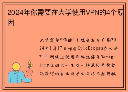 2024年你需要在大学使用VPN的4个原因 