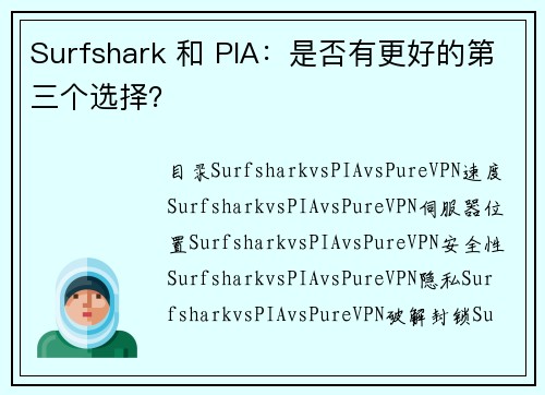 Surfshark 和 PIA：是否有更好的第三个选择？