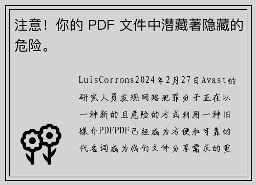 注意！你的 PDF 文件中潜藏著隐藏的危险。